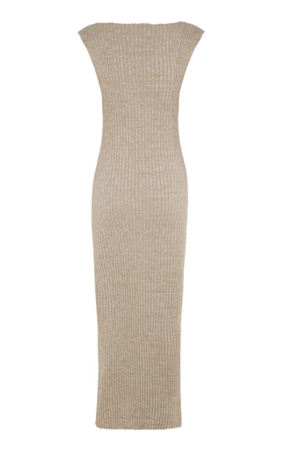 Shop Anna Quan Drew Ribbed Cotton Midi Dress In Neutral