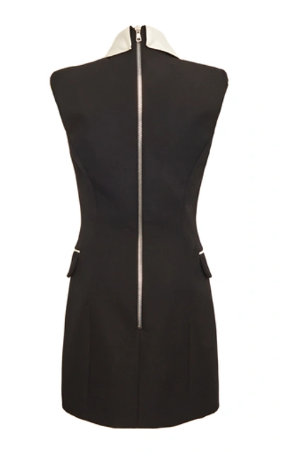 Shop Balmain Satin-trimmed Crepe Mini Blazer Dress In Black/white
