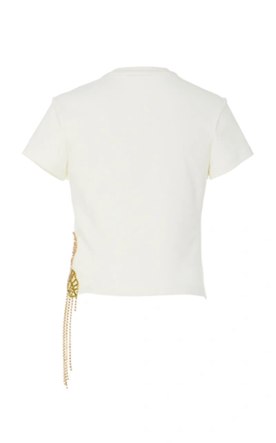 Shop Area Crystal-embellished Jersey Cropped Top In White