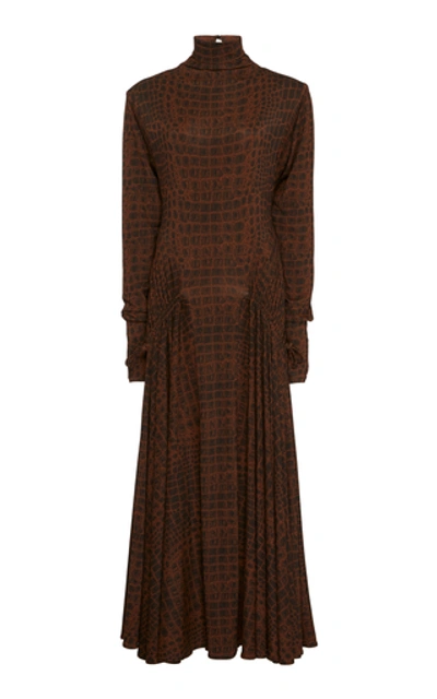 Shop Proenza Schouler Long Sleeve Matte Jersey Dress In Brown