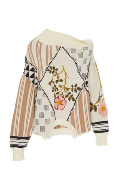 Shop Monse Upside Down Floral Intarsia Cotton Sweater In Multi