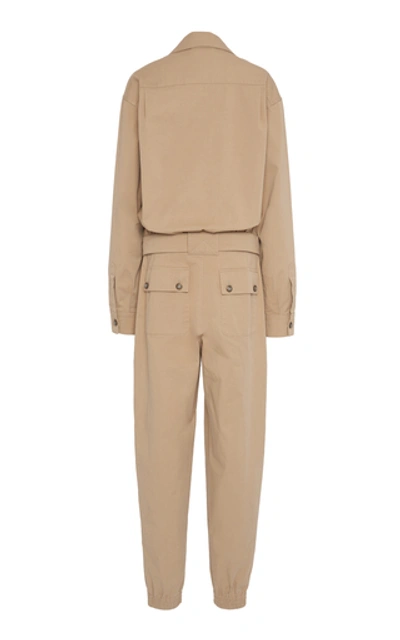 Shop Dolce & Gabbana Belted Stretch-cotton Jumpsuit In Neutral