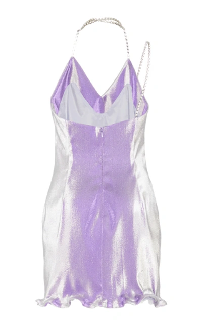 Shop Area Crystal-embellished Lamé Mini Dress In Purple