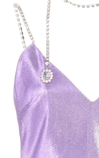 Shop Area Crystal-embellished Lamé Mini Dress In Purple