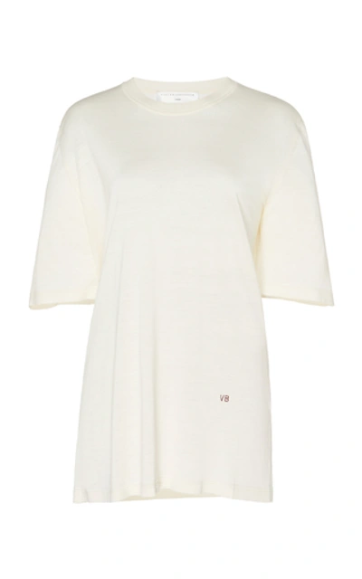 Shop Victoria Beckham Silk Crewneck T-shirt In White