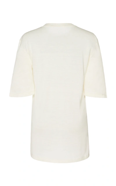 Shop Victoria Beckham Silk Crewneck T-shirt In White