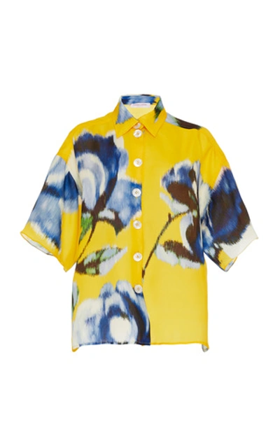Shop Carolina Herrera Floral-print Silk Shirt In Multi