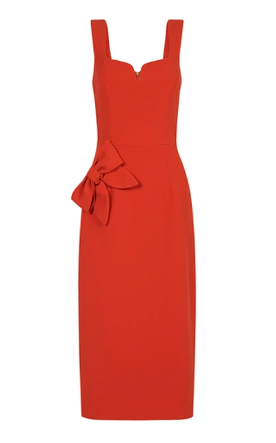 Shop Rebecca Vallance Galerie Bow Midi Dress In Red