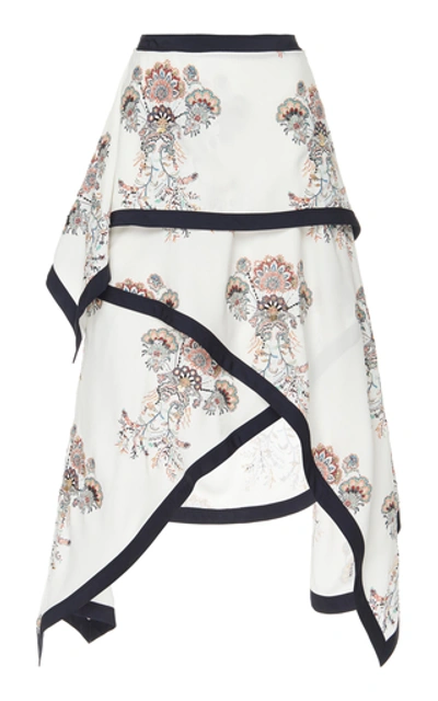 Shop Jw Anderson Printed Crepe De Chine Midi Skirt In Multi