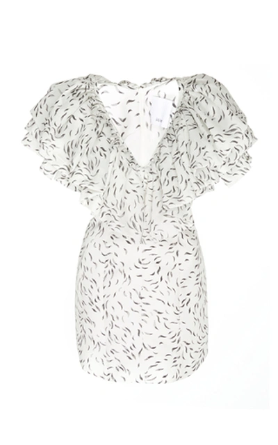 Shop Acler Beston Ruffled Tencel And Linen-blend Mini Dress In Multi