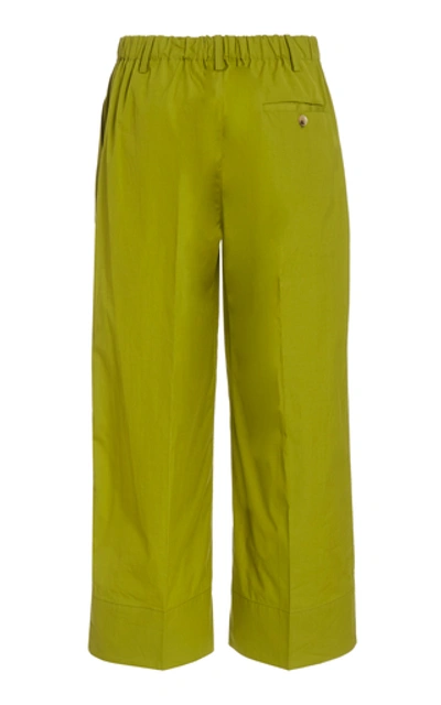 Shop Mansur Gavriel Low-rise Straight-leg Cotton Pants In Green