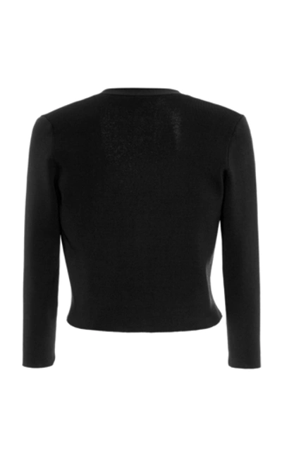 Shop Alexis Petal Ribbed-knit Cropped Top In Black