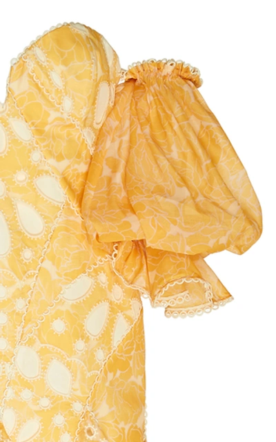 Shop Acler Holland Drop-shoulder Lace Midi Dress In Floral