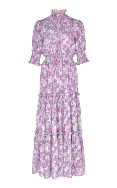 Shop Alexis Isarra Smocked Midi Dress In Purple