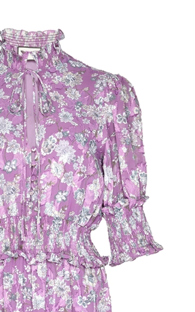 Shop Alexis Isarra Smocked Midi Dress In Purple