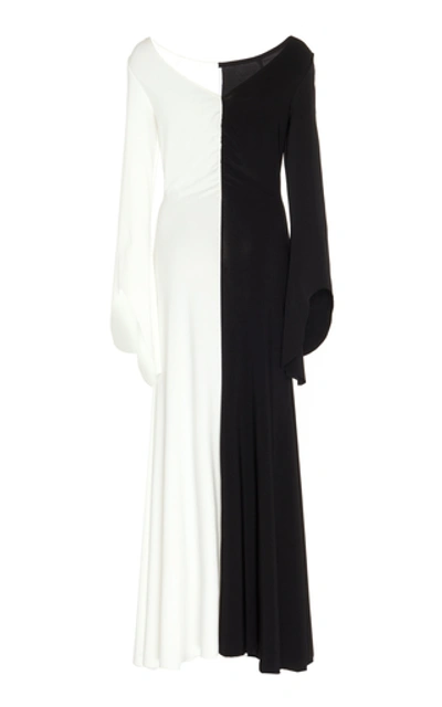 Shop A.w.a.k.e. Contrast Stretch-jersey Maxi Dress In Black/white