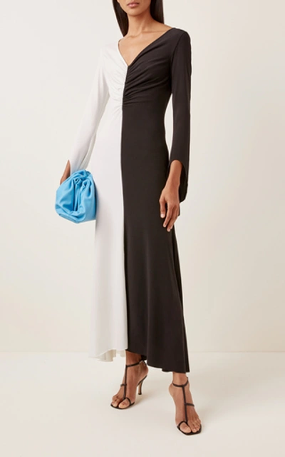 Shop A.w.a.k.e. Contrast Stretch-jersey Maxi Dress In Black/white