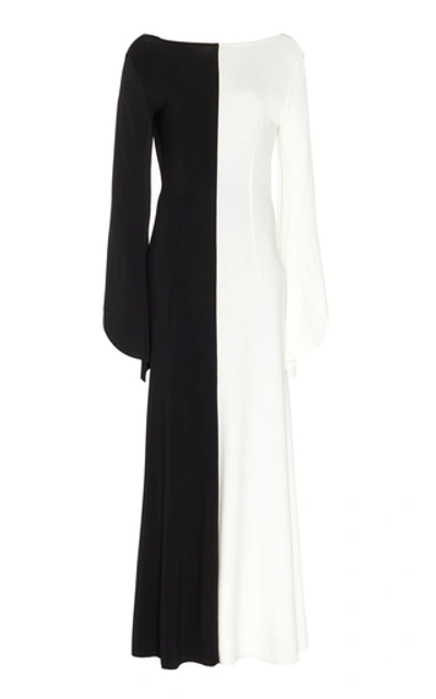 Shop A.w.a.k.e. Contrast Stretch-jersey Maxi Dress In Black/white