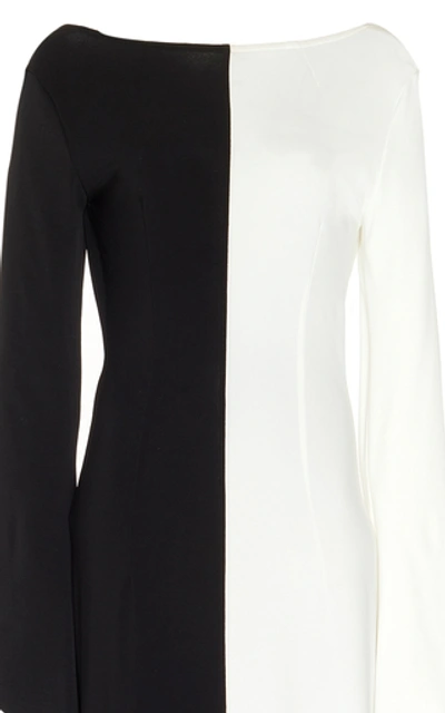 Shop A.w.a.k.e. Contrast Stretch-jersey Maxi Dress In Black/white