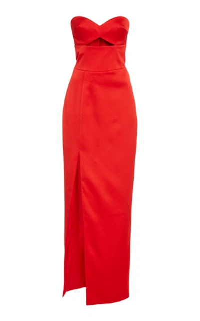 Shop Rasario Exclusive Cutout Satin Gown In Red