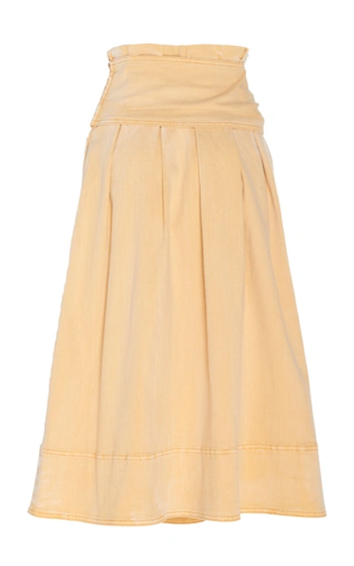 Shop Ulla Johnson Virgil Stretch Denim A-line Skirt In Neutral