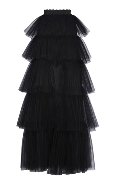 Shop Zuhair Murad Tiered Ruffle Organza Skirt In Black