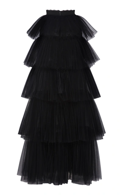 Shop Zuhair Murad Tiered Ruffle Organza Skirt In Black
