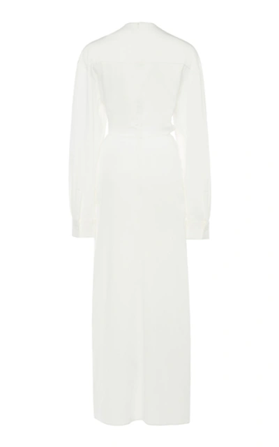 Shop Christopher Esber Ruched Cutout Crepe Dress In White