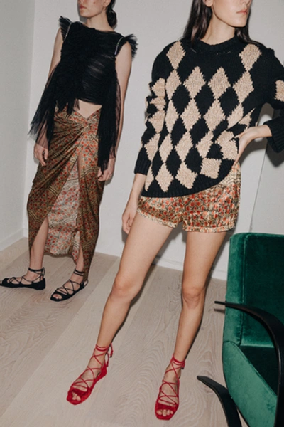 Shop Khaite Louie Satin Sarong Skirt In Multi