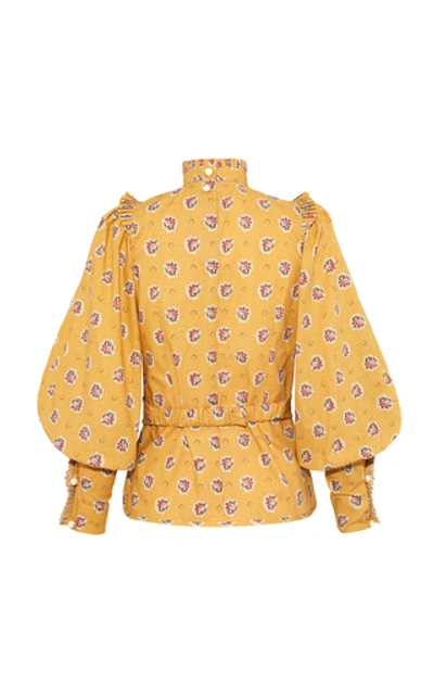 Shop Anna Mason Harper Bishop Sleeve Blouse In Yellow