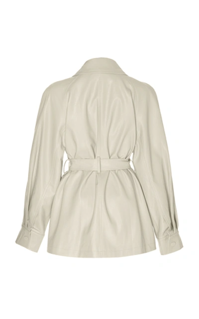 Shop Apparis Tina Belted Vegan Leather Jacket In White