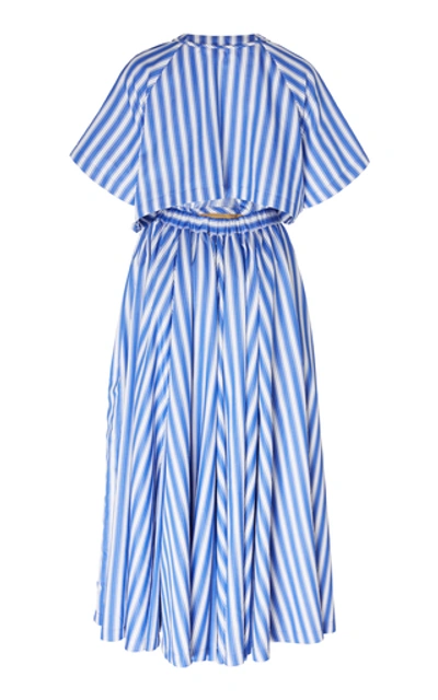 Shop Rosie Assoulin Striped Cotton-poplin Wrap Dress