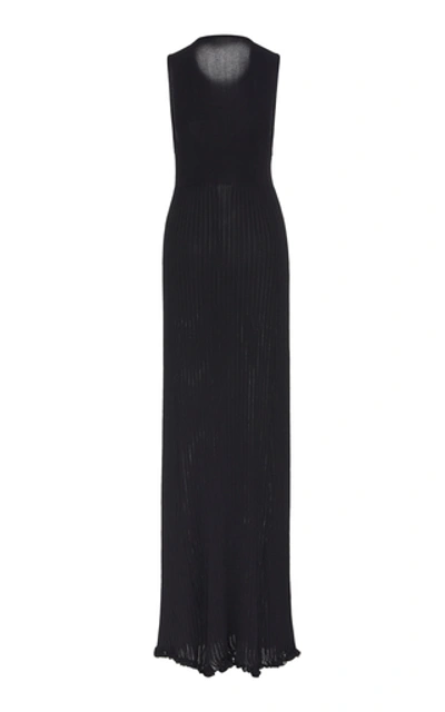 Shop Marina Moscone Sleeveless Plissé Maxi Dress In Black
