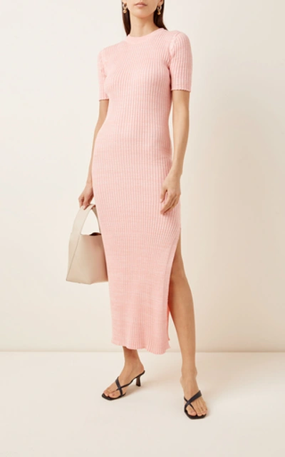 Shop Anna Quan Melina Ribbed Cotton Midi Dress In Pink