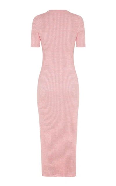 Shop Anna Quan Melina Ribbed Cotton Midi Dress In Pink