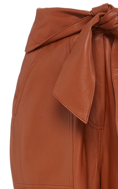 Shop Jonathan Simkhai Vegan Leather Tie Waist Pants In Brown