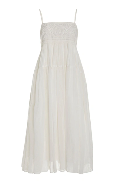 Shop Anaak Viola Tiered Cotton And Silk Dress In White