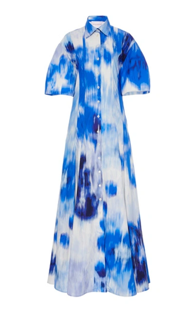 Shop Carolina Herrera Printed Cotton-blend Maxi Dress In Multi