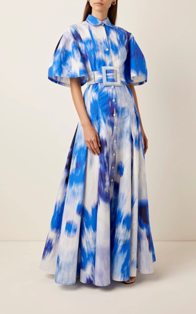 Shop Carolina Herrera Printed Cotton-blend Maxi Dress In Multi