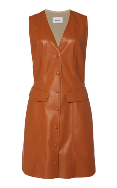 Shop Nanushka Menphi Vegan Leather Mini Dress In Orange
