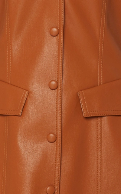 Nanushka Menphi Vegan Leather Button-front Dress In Orange
