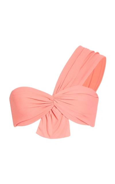 Shop Marysia Venice One Shoulder Bow Bikini Top In Pink