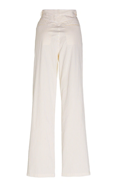 Shop Acler Esther Striped Cotton Wide-leg Pants