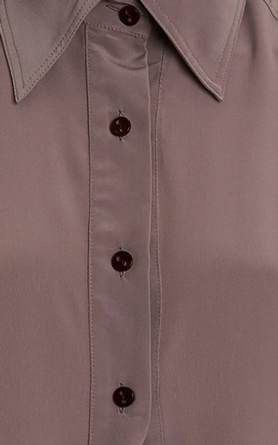Shop Eftychia Crepe Button-down Shirt In Grey