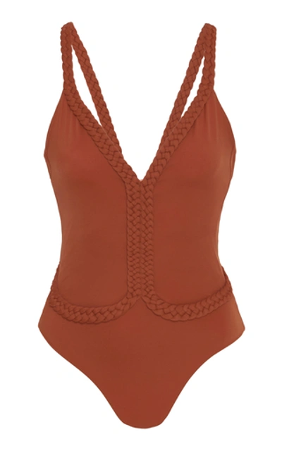 Shop Johanna Ortiz Cape Code Braided Swimsuit In Red