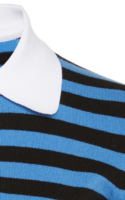 Shop Michael Kors Cropped Striped Cashmere Polo Sweater In Multi