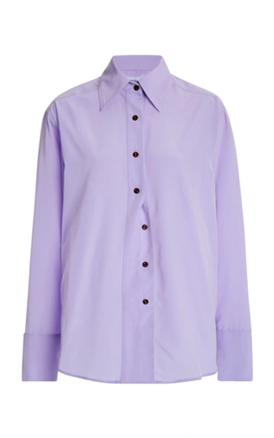Shop Eftychia Poplin Button-down Shirt In Purple