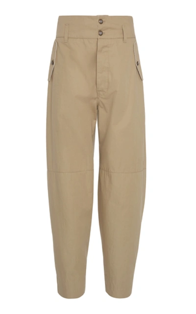 Shop Dolce & Gabbana Women's High-rise Tapered Cotton Wide-leg Pants In Neutral