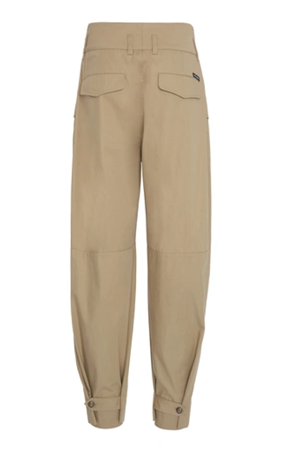 Shop Dolce & Gabbana Women's High-rise Tapered Cotton Wide-leg Pants In Neutral