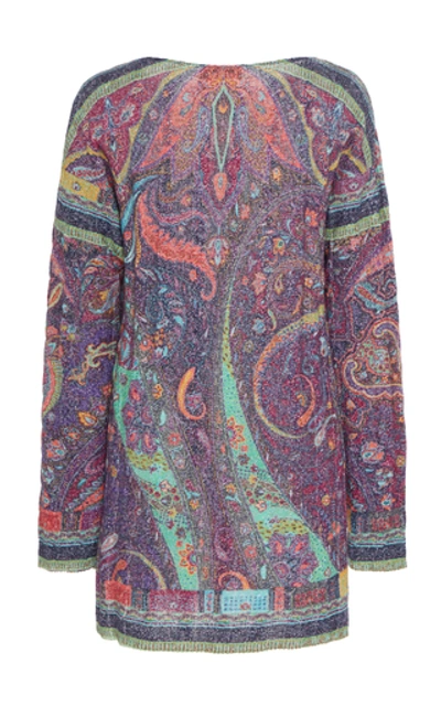 Shop Etro Paisley Stretch-knit Wool-blend Tunic In Multi